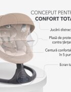 KikkaBoo Leagan electric cu balansare laterala si telecomanda Codie Beige spatar reglabil conectare bluetooth 5 viteze panou muzical cu control volum adaptor priza inclus