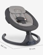 KikkaBoo Leagan electric cu balansare laterala si telecomanda Codie Beige spatar reglabil conectare bluetooth 5 viteze panou muzical cu control volum adaptor priza inclus