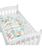 KikkaBoo Lenjerie patut cu 3 piese Fantasia EU 140x70cm din bumbac cu pilotahusa pilota si aparatoare laterala pentru patut 210x35 cm