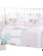 KikkaBoo Lenjerie patut cu 3 piese Fantasia EU 140x70cm din bumbac cu pilotahusa pilota si aparatoare laterala pentru patut 210x35 cm