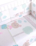 KikkaBoo Lenjerie patut cu 3 piese Fantasia EU 140x70cm din bumbac cu pilotahusa pilota si aparatoare laterala pentru patut 210x35 cm
