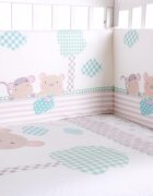 KikkaBoo Lenjerie patut cu 3 piese Fantasia EU 140x70cm din bumbac cu pilotahusa pilota si aparatoare laterala pentru patut 210x35 cm
