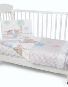 KikkaBoo Lenjerie patut cu 3 piese Fantasia EU 140x70cm din bumbac cu pilotahusa pilota si aparatoare laterala pentru patut 210x35 cm