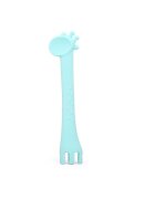 KikkaBoo Lingurita si furculita 2 in 1 din silicon moale Giraffe Mint multifunctionala