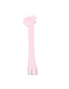 KikkaBoo Lingurita si furculita 2 in 1 din silicon moale Giraffe Pink multifunctionala