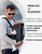 KikkaBoo Marsupiu ergonomic pentru bebelusi Gwen Fly tricot DeLux Mint de la 3luni3 pozitii de transport baveta moale detasabila bretele reglabile cu mecanism de blocare transversala
