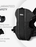 KikkaBoo Marsupiu ergonomic pentru bebelusi Gwen Fly tricot DeLux Roz de la 3luni3 pozitii de transport baveta moale detasabila bretele reglabile cu mecanism de blocare transversala
