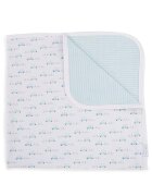 KikkaBoo Paturica moale Green Cars 80x80 cm din bumbac jersey cu doua fete usoara si calduroasa ideala pentru carucior si patut