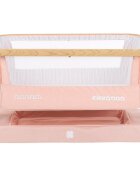 KikkaBoo Patut Co-Sleeper Nanna Pink Wood 2020 cu inaltime reglabila laterala culisanta roti husa detasabila si lavabila accesorii incluse