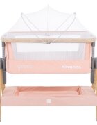 KikkaBoo Patut Co-Sleeper Nanna Pink Wood 2020 cu inaltime reglabila laterala culisanta roti husa detasabila si lavabila accesorii incluse