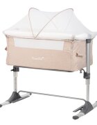 KikkaBoo Patut Co-Sleeper pentru bebelusi Bonne Nuit Beige Melange 2020 cu inaltime reglabila pozitie anti-reflux laterala culisanta accesorii incluse