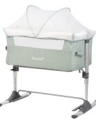 KikkaBoo Patut Co-Sleeper pentru bebelusi Bonne Nuit Mint Melange 2020 cu inaltime reglabila pozitie anti-reflux laterala culisanta accesorii incluse