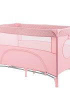 KikkaBoo Patut cu doua nivele Nighty Night Pink pliabil usita cu fermoar masuta de infasat carusel muzical roti cu frana