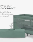 KikkaBoo Patut pentru copii So Gifted Green cu pliere compacta doua nivele geanta de transport usita laterala cu fermoar