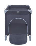 KikkaBoo Patut pentru copii So Gifted Plus Navy cu pliere compacta masuta de infasat doua nivele usita laterala cu fermoar geanta de transport inclusa