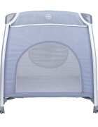 KikkaBoo Patut pliabil Dreamy Bear Grey cu doua nivele usita cu fermoar functie de balansare si accesorii incluse