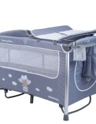 KikkaBoo Patut pliabil Dreamy Bear Grey cu doua nivele usita cu fermoar functie de balansare si accesorii incluse