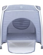 KikkaBoo Patut pliabil Dreamy Bear Grey cu doua nivele usita cu fermoar functie de balansare si accesorii incluse