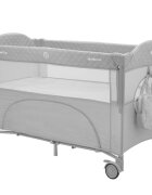 KikkaBoo Patut pliabil pentru copii Milky Way Grey cu 2 nivelelaterala culisanta pe 3 nivelepliere compactausa cu fermoarroti cu franecurea de fixare patsaltea pliabilagentuta organizator si geanta transport incluse