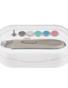 KikkaBoo Pila electrica pentru bebelusi si copii Beige cu lumina6 capete slefuire incluse2 viteze2 directii rotatiecutie de depozitare inclusa