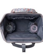 KikkaBoo Rucsac multifunctional pentru mamici Myla Grey cu ecusoane detasabile si accesorii colorate organizator pentru scutece si accesorii buzunare laterale curea reglabila2 compartimente termoizolante pentru biberoane