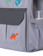 KikkaBoo Rucsac multifunctional pentru mamici Myla Grey cu ecusoane detasabile si accesorii colorate organizator pentru scutece si accesorii buzunare laterale curea reglabila2 compartimente termoizolante pentru biberoane