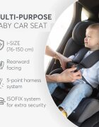 KikkaBoo Scaun auto cu isofix i-Bronn i-SIZE Negru 76-150 cmomologat R129conectori isofix telescopici cu sistem verificare instalaretetiera reglabila in 5 pozitiiperna reductor moaleghidaj multi centurahusa detasabila
