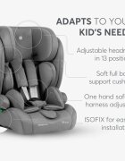 KikkaBoo Scaun auto cu ISOFIX i-Cross i-SIZE Light Grey 76-150 cmtetiera reglabila in 13 pozitii cu spuma de memoriecentura top tetherhusa detasabilaperna reductor