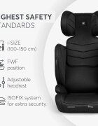 KikkaBoo Scaun auto cu isofix i-Stand Black 100-150 cmcertificare I-Size tetiera reglabila in 13 pozitii tetiera cu spuma de memoriehusa detasabila