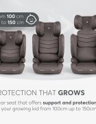 KikkaBoo Scaun auto cu isofix i-Stand Brown 100-150 cmcertificare I-Size tetiera reglabila in 13 pozitii tetiera cu spuma de memoriehusa detasabila