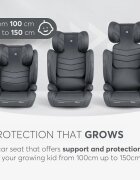 KikkaBoo Scaun auto cu isofix i-Stand Dark Grey 100-150 cmcertificare I-Size tetiera reglabila in 13 pozitii tetiera cu spuma de memoriehusa detasabila