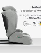 KikkaBoo Scaun auto cu isofix i-Stand Light Grey 100-150 cmcertificare I-Size tetiera reglabila in 13 pozitii tetiera cu spuma de memoriehusa detasabila