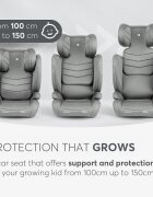 KikkaBoo Scaun auto cu isofix i-Stand Light Grey 100-150 cmcertificare I-Size tetiera reglabila in 13 pozitii tetiera cu spuma de memoriehusa detasabila