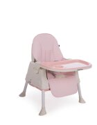 KikkaBoo Scaun de masa 3in1 Creamy Pink transformabil in inaltatorcadru metalicsuport picioare husa lavabilatavita dubla reglabilacentura de siguranta