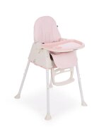 KikkaBoo Scaun de masa 3in1 Creamy Pink transformabil in inaltatorcadru metalicsuport picioare husa lavabilatavita dubla reglabilacentura de siguranta