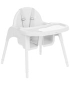 KikkaBoo Scaun de masa pentru copii Jammy White 2in1centura de sigurantamasuta detasabilasuport picioarebaza antiderapantausor de curatatgreutate admisa 15kg