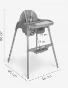 KikkaBoo Scaun de masa pentru copii Jammy White 2in1centura de sigurantamasuta detasabilasuport picioarebaza antiderapantausor de curatatgreutate admisa 15kg