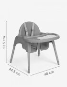 KikkaBoo Scaun de masa pentru copii Jammy White 2in1centura de sigurantamasuta detasabilasuport picioarebaza antiderapantausor de curatatgreutate admisa 15kg