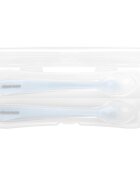 KikkaBoo Set 2 lingurite din silicon pentru copii Blue in cutiuta depozitareRecomandata de la 4 luniFara BPATextura extrem de moale