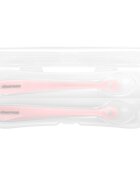 KikkaBoo Set 2 lingurite din silicon pentru copii Pink in cutiuta depozitareRecomandata de la 4 luniFara BPATextura extrem de moale