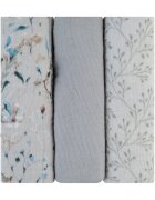 KikkaBoo Set 3 scutece din muselina 75x75 cm Dreamy Fields Grey