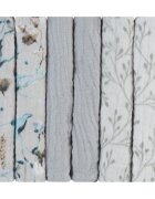 KikkaBoo Set 6 mini prosopele Dreamy Fields Grey 30x30 cm din muselinatesatura naturala respirabila din bumbacutilizare multiplaimprimeu vesel