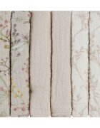KikkaBoo Set 6 mini prosopele Secret Garden Beige 30x30 cm din muselinatesatura naturala respirabila din bumbacutilizare multiplaimprimeu vesel