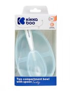 KikkaBoo Set castron compartimentat si lingurita Tasty Blue capac inclus capacitate 150120 ml