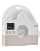 KikkaBoo Set castron si farfurie cu ventuza Music Festmanere pentru apucare usoarabaza antiderapantafara bpacapacitate castron 240 ml