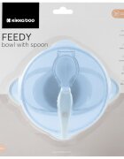 KikkaBoo Set castronel cu ventuza capac si lingurita Feedy Blue