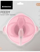 KikkaBoo Set castronel cu ventuza capac si lingurita Feedy Pink