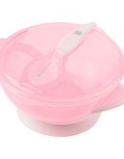 KikkaBoo Set castronel cu ventuza capac si lingurita Feedy Pink