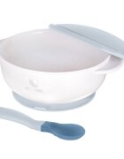 KikkaBoo Set castronel cu ventuza si lingurita cu senzor de temperatura Bluerecomandat pentru copii peste 4 lunicapacitate 250mlfara bpa