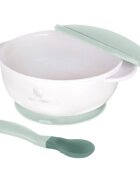 KikkaBoo Set castronel cu ventuza si lingurita cu senzor de temperatura Mintrecomandat pentru copii peste 4 lunicapacitate 250mlfara bpa